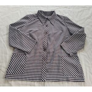 Vintage 70s Houndstooth Overcoat Blazer Button Up‎ Mod Brown White Size Large